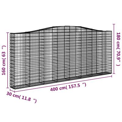 vidaXL Schanskorven 3 st gewelfd 400x30x160/180 cm ijzer