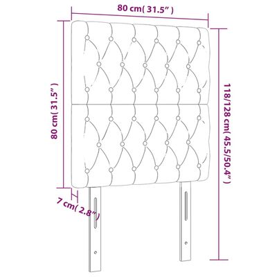 vidaXL Hoofdborden 2 st 80x7x78/88 cm stof lichtgrijs