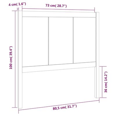 vidaXL Hoofdbord 80,5x4x100 cm massief grenenhout grijs