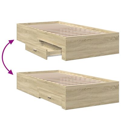 vidaXL Bedframe met lades bewerkt hout sonoma eikenkleurig 90x200 cm