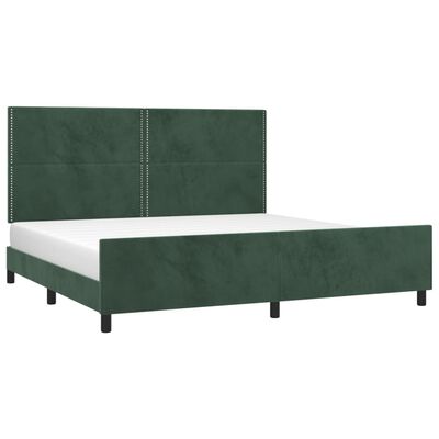 vidaXL Bedframe zonder matras 200x200 cm fluweel donkergroen