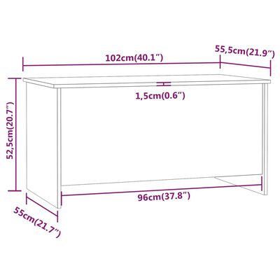 vidaXL Salontafel 102x55,5x52,5 cm bewerkt hout grijs sonoma eiken