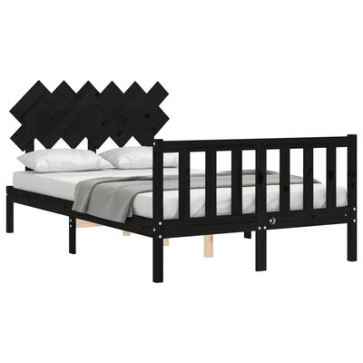 vidaXL Bedframe met hoofdbord massief hout zwart