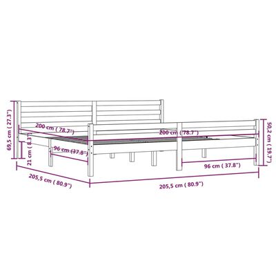 vidaXL Bedframe massief hout honingbruin 200x200 cm