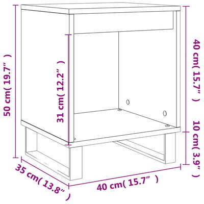 vidaXL Nachtkastje 40x35x50 cm bewerkt hout grijs sonoma eikenkleurig