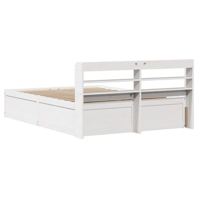 vidaXL Bedframe met hoofdbord massief grenenhout wit 160x200 cm