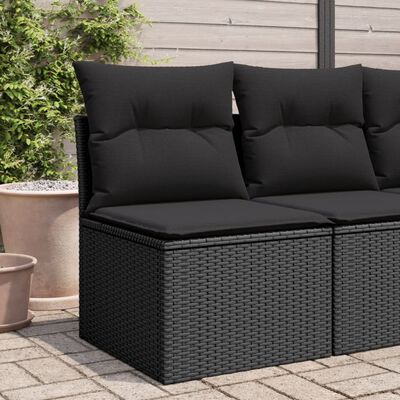 vidaXL Tuinstoel zonder armleuning met kussens poly rattan zwart