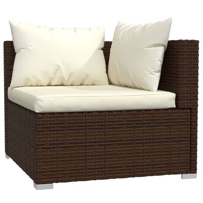 vidaXL 12-delige Loungeset met kussens poly rattan bruin