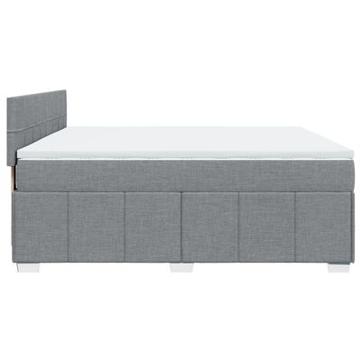 vidaXL Boxspring met matras stof lichtgrijs 200x200 cm