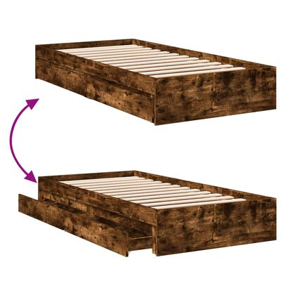 vidaXL Bedframe met lades bewerkt hout gerookt eikenkleurig 100x200 cm