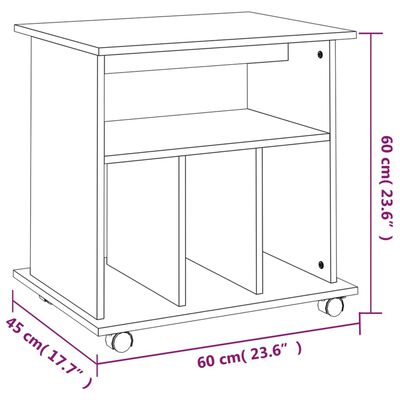 vidaXL Rolkast 60x45x60 cm bewerkt hout gerookt eikenkleurig