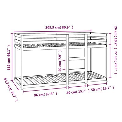 vidaXL Stapelbed 80x200 cm massief grenenhout wit