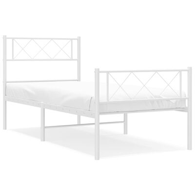 vidaXL Bedframe met hoofd- en voeteneinde metaal wit 75x190 cm