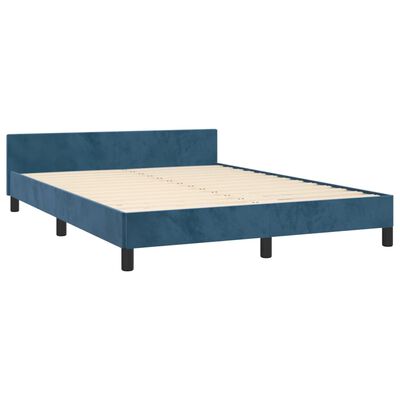 vidaXL Bedframe zonder matras 140x190 cm fluweel donkerblauw