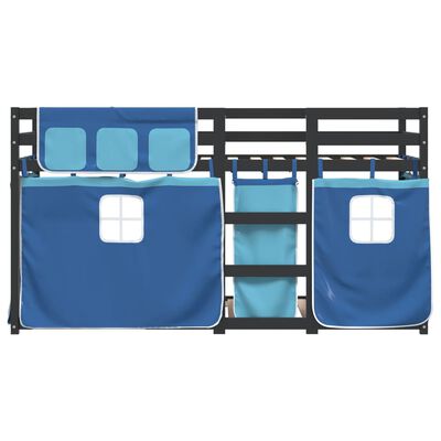 vidaXL Stapelbed met gordijnen 90x200 cm massief grenenhout blauw