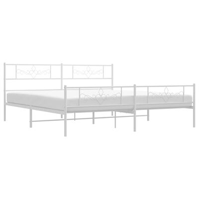 vidaXL Bedframe met hoofd- en voeteneinde metaal wit 180x200 cm