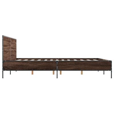 vidaXL Bedframe bewerkt hout metaal bruin eikenkleur 120x200 cm