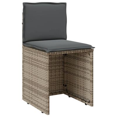 vidaXL 3-delige Bistroset met kussens poly rattan grijs