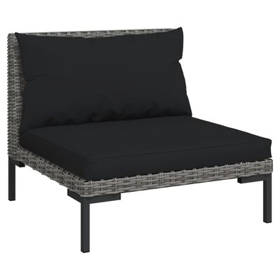 vidaXL 9-delige Loungeset met kussens poly rattan donkergrijs