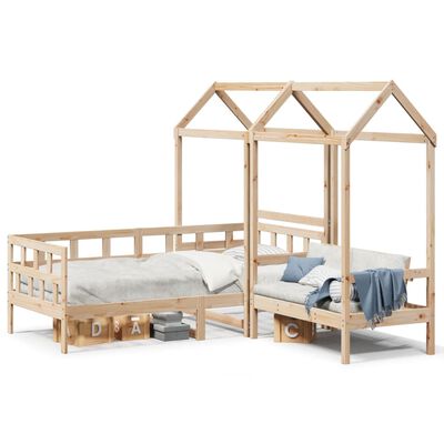 vidaXL Kinderbedset met huisje massief grenenhout 90x200 cm