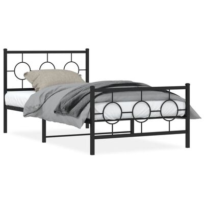 vidaXL Bedframe met hoofd- en voeteneinde metaal zwart 100x200 cm