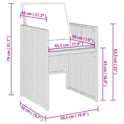 vidaXL 9-delige Tuinset poly rattan zwart