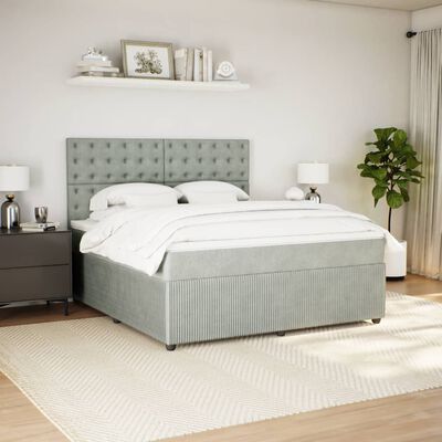 vidaXL Boxspring met matras fluweel lichtgrijs 180x200 cm