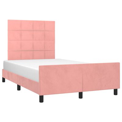 vidaXL Bedframe met hoofdeinde fluweel roze 120x200 cm