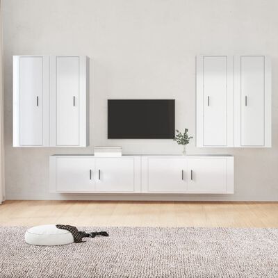 vidaXL Tv-meubelset bewerkt hoogglans wit kopen? vidaXL.nl