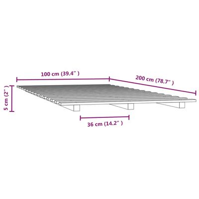 vidaXL Bedframe massief grenenhout zwart 100x200 cm