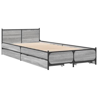 vidaXL Bedframe met lades bewerkt hout grijs sonoma eiken 90x200 cm