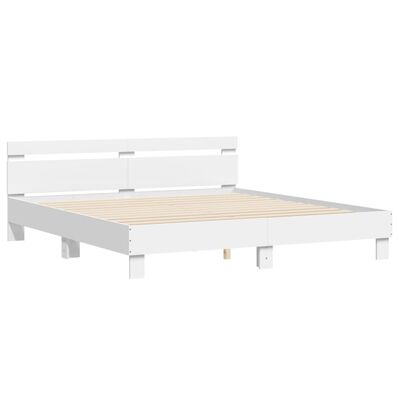 vidaXL Bedframe met hoofdeinde bewerkt hout wit 200x200 cm