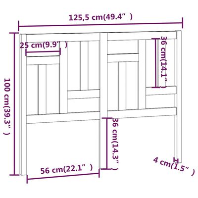 vidaXL Hoofdbord 125,5x4x100 cm massief grenenhout wit