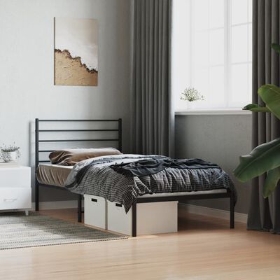 vidaXL Bedframe met hoofdbord metaal zwart 90x190 cm