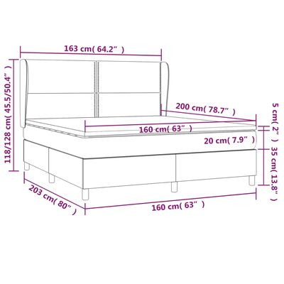 vidaXL Boxspring met matras fluweel donkergrijs 160x200 cm