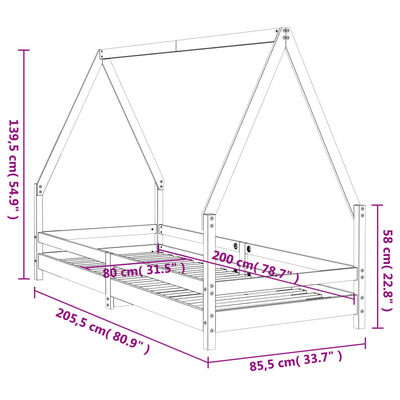 vidaXL Kinderbedframe 80x200 cm massief grenenhout wit