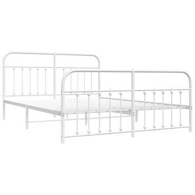 vidaXL Bedframe met hoofd- en voeteneinde metaal wit 183x213 cm