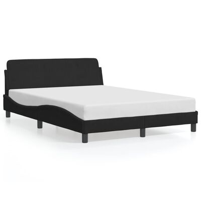 vidaXL Bedframe met hoofdeinde fluweel zwart 140x200 cm