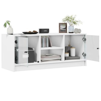 vidaXL Tv-meubel met glazen deuren 102x37x42 cm wit