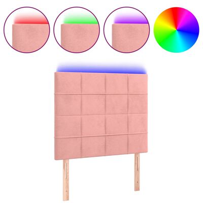 vidaXL Hoofdbord LED 100x5x118/128 cm fluweel roze