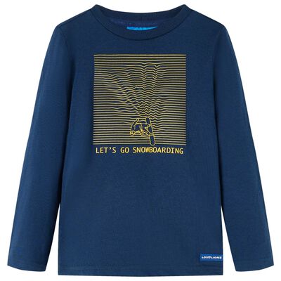 Kindershirt met lange mouwen 140 marineblauw