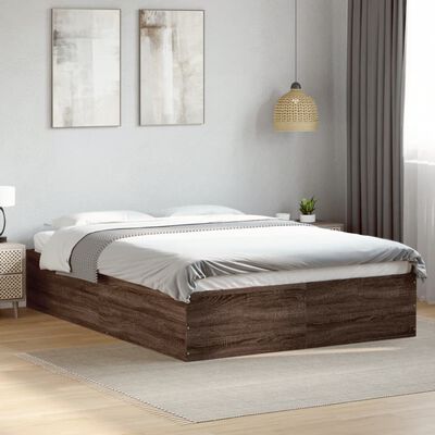 vidaXL Bedframe bewerkt hout bruin eikenkleur 135x190 cm