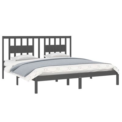 vidaXL Bedframe massief grenenhout grijs 200x200 cm