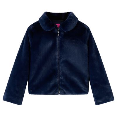 Kinderjas 116 kunstvacht marineblauw