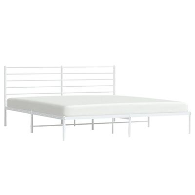 vidaXL Bedframe met hoofdbord metaal wit 193x203 cm