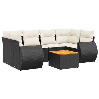 vidaXL 7-delige Loungeset met kussens poly rattan zwart