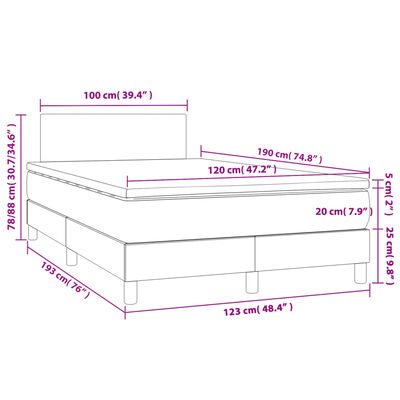 vidaXL Boxspring met matras stof blauw 120x190 cm