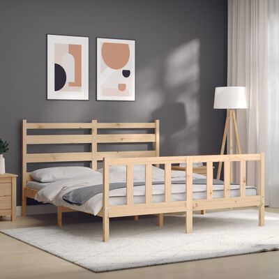 vidaXL Bedframe met hoofdbord massief hout