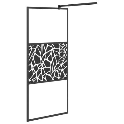 vidaXL Inloopdouchewand met schap 90x195 cm ESG-glas aluminium zwart