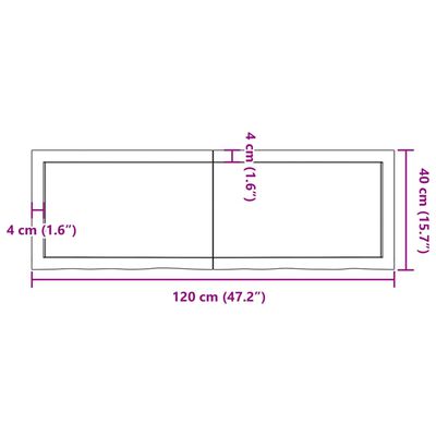 vidaXL Wastafelblad 120x40x(2-6) cm behandeld massief hout donkerbruin